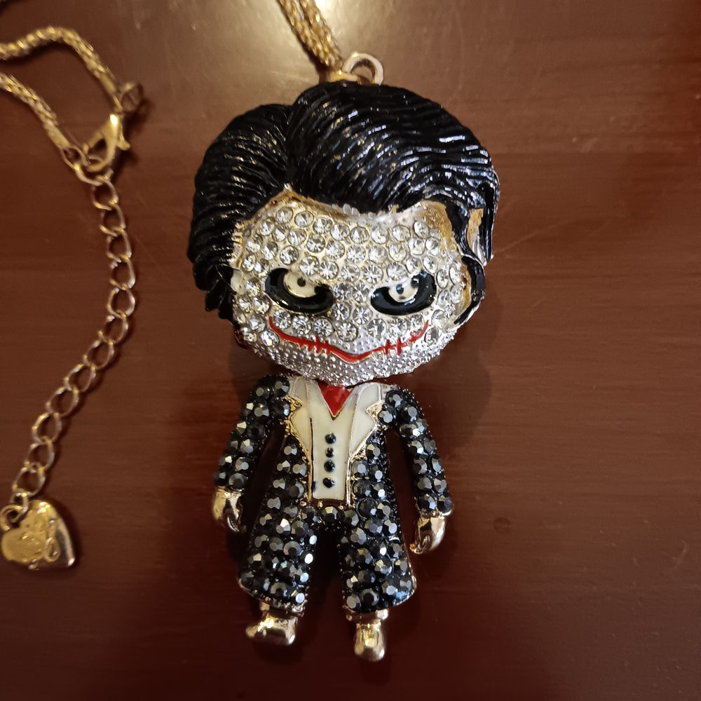 Black and Silver Joker Pendant Necklace